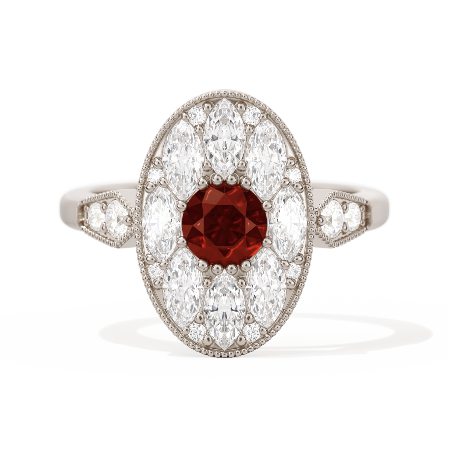 Round with Feather Marquise