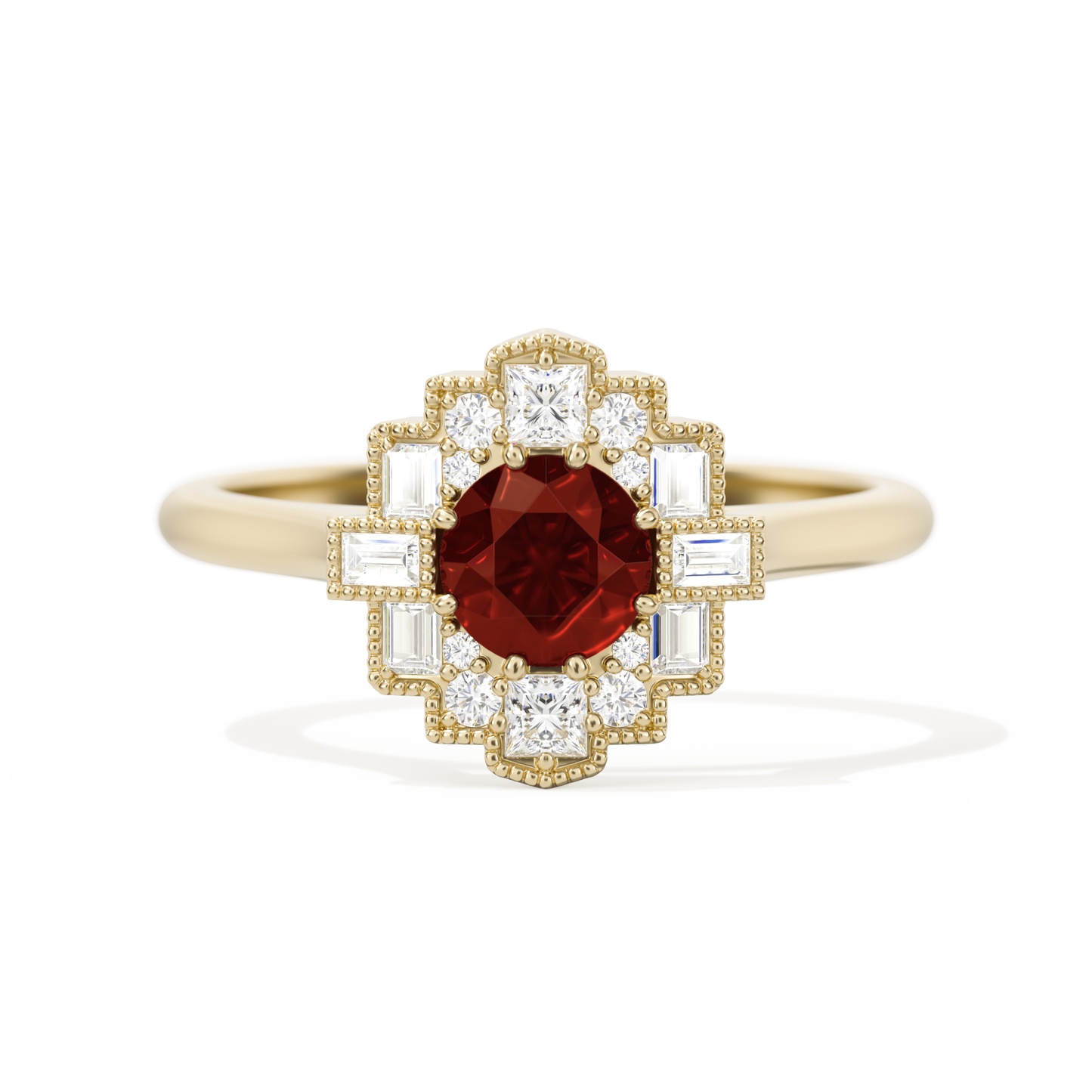 Square Deco with Round Brilliant Cut