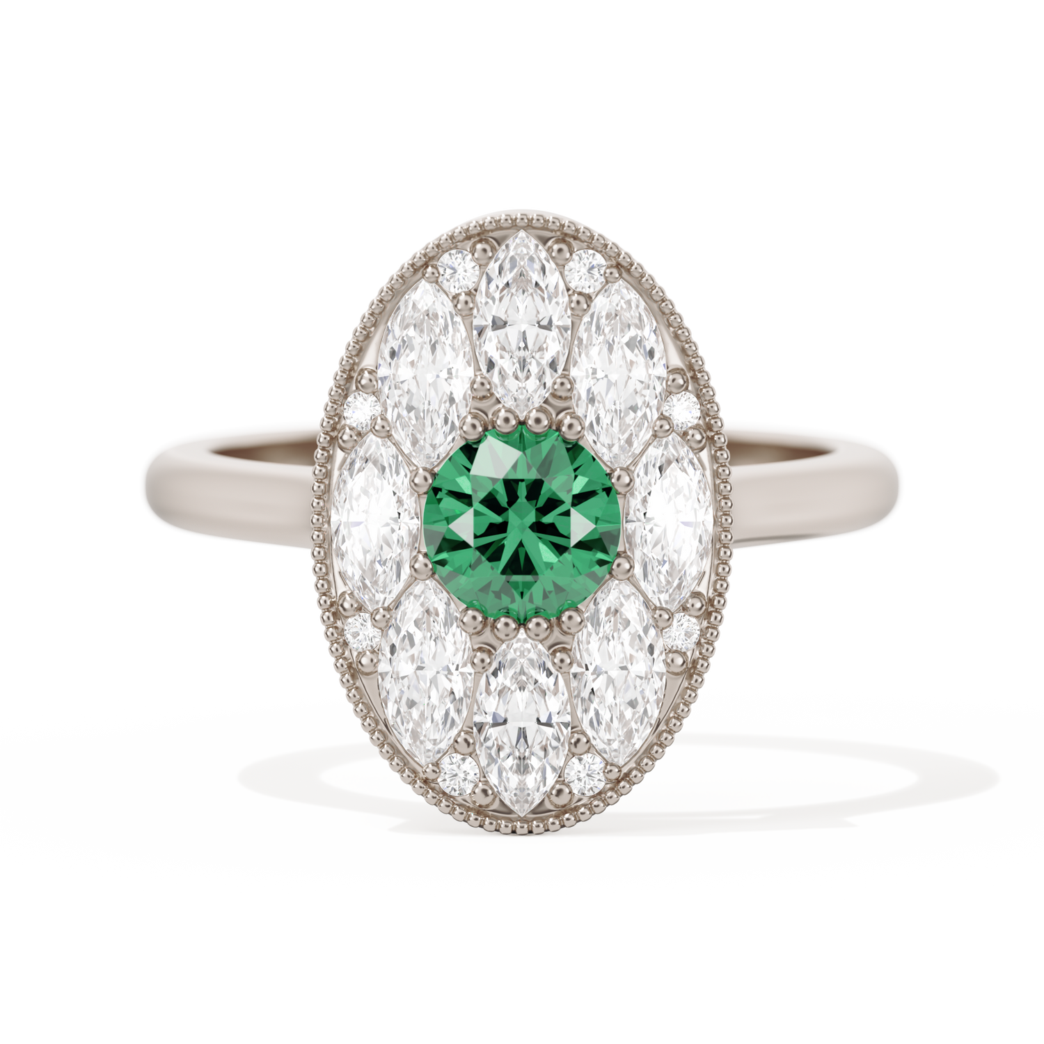 Round with Feather Marquise