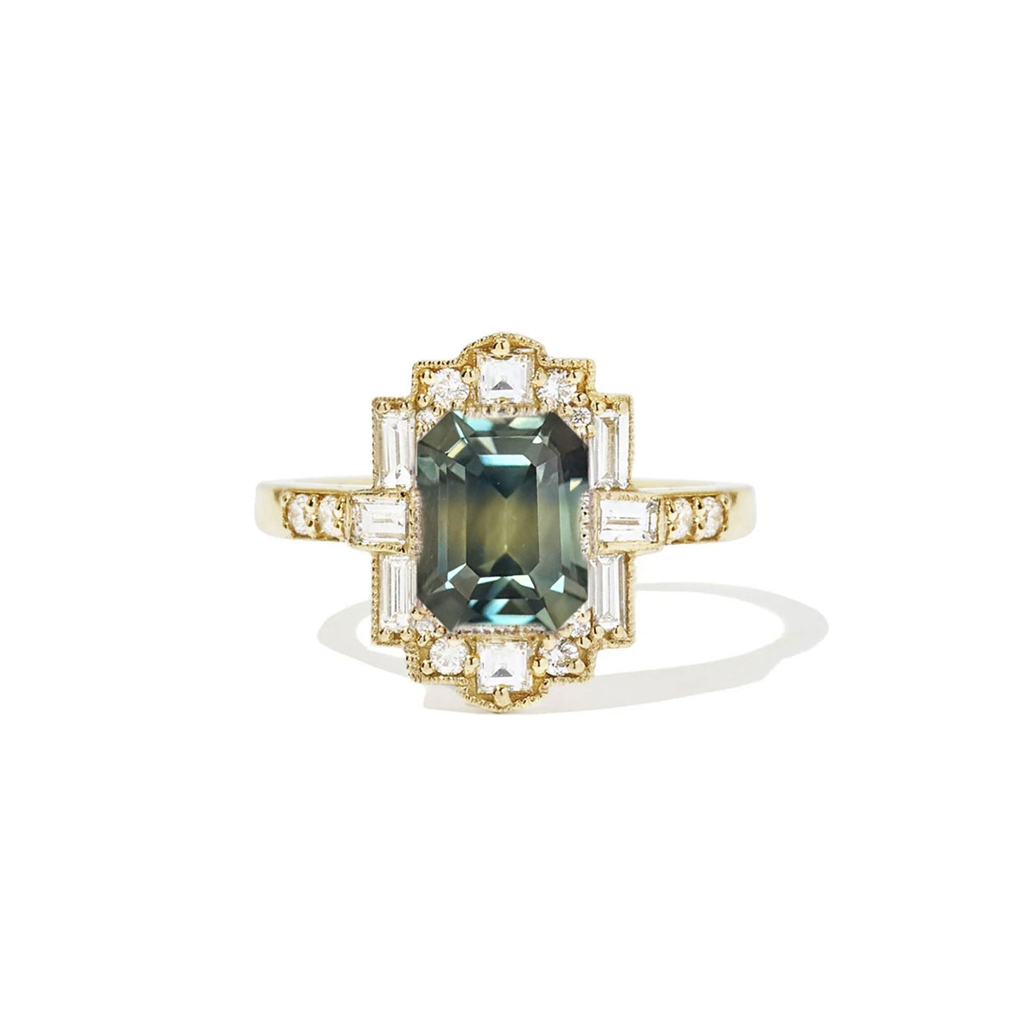 2.25 Emerald Cut Bi Color Green Yellow Sapphire
