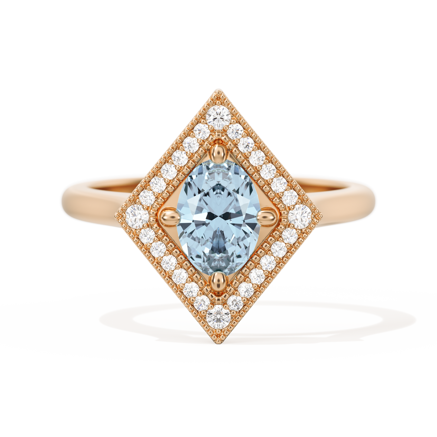 Diamond Shape Halo Oval