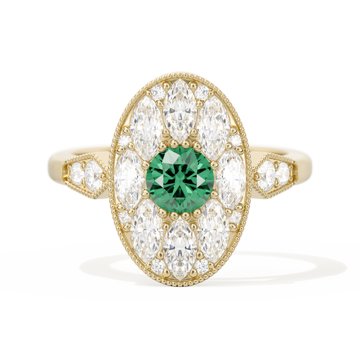 Round with Feather Marquise