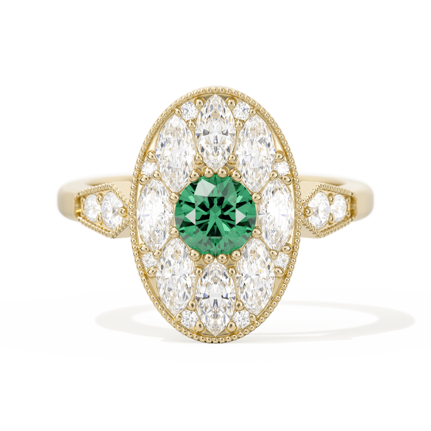 Round with Feather Marquise