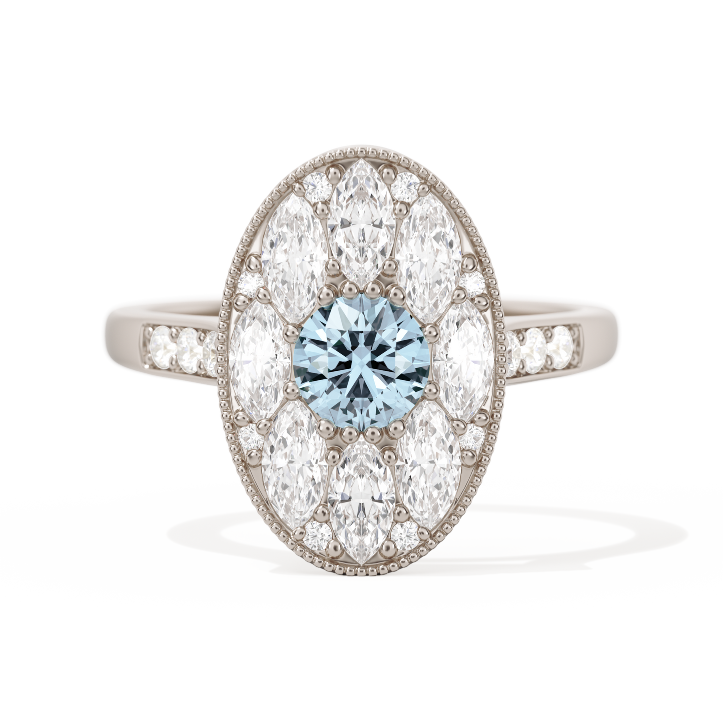 Round with Feather Marquise