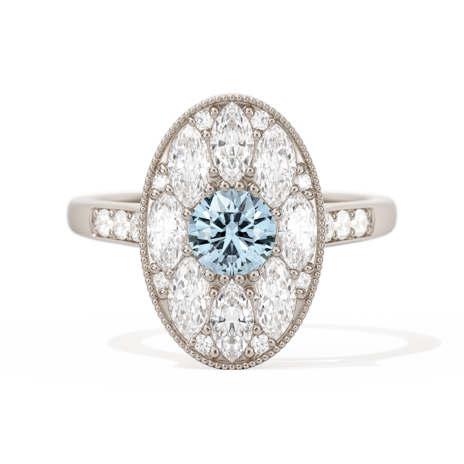 Round with Feather Marquise