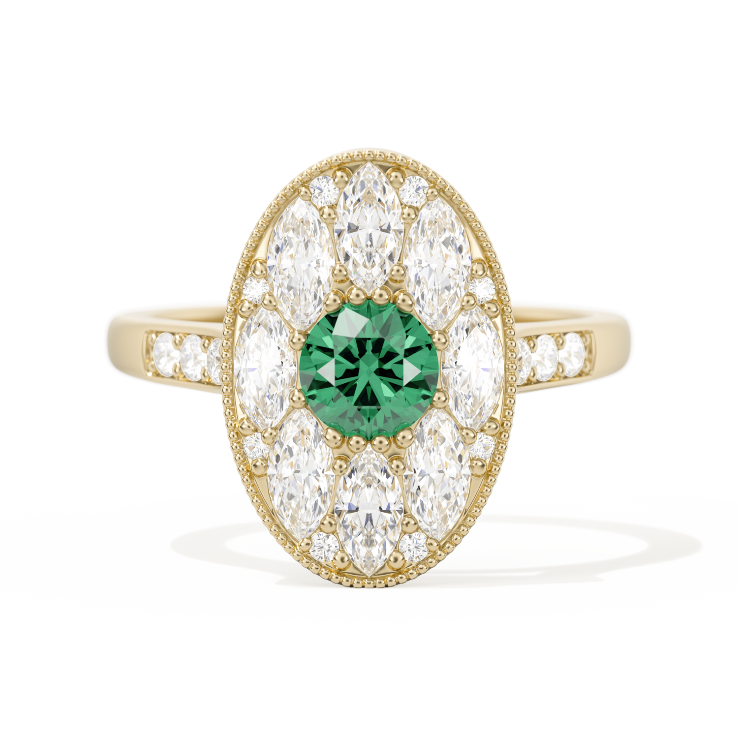 Round with Feather Marquise