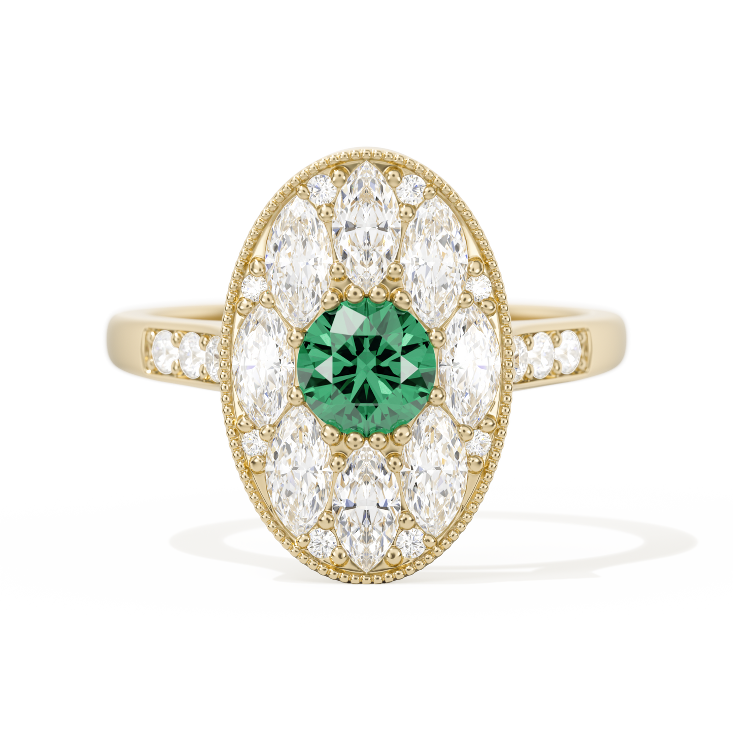 Round with Feather Marquise