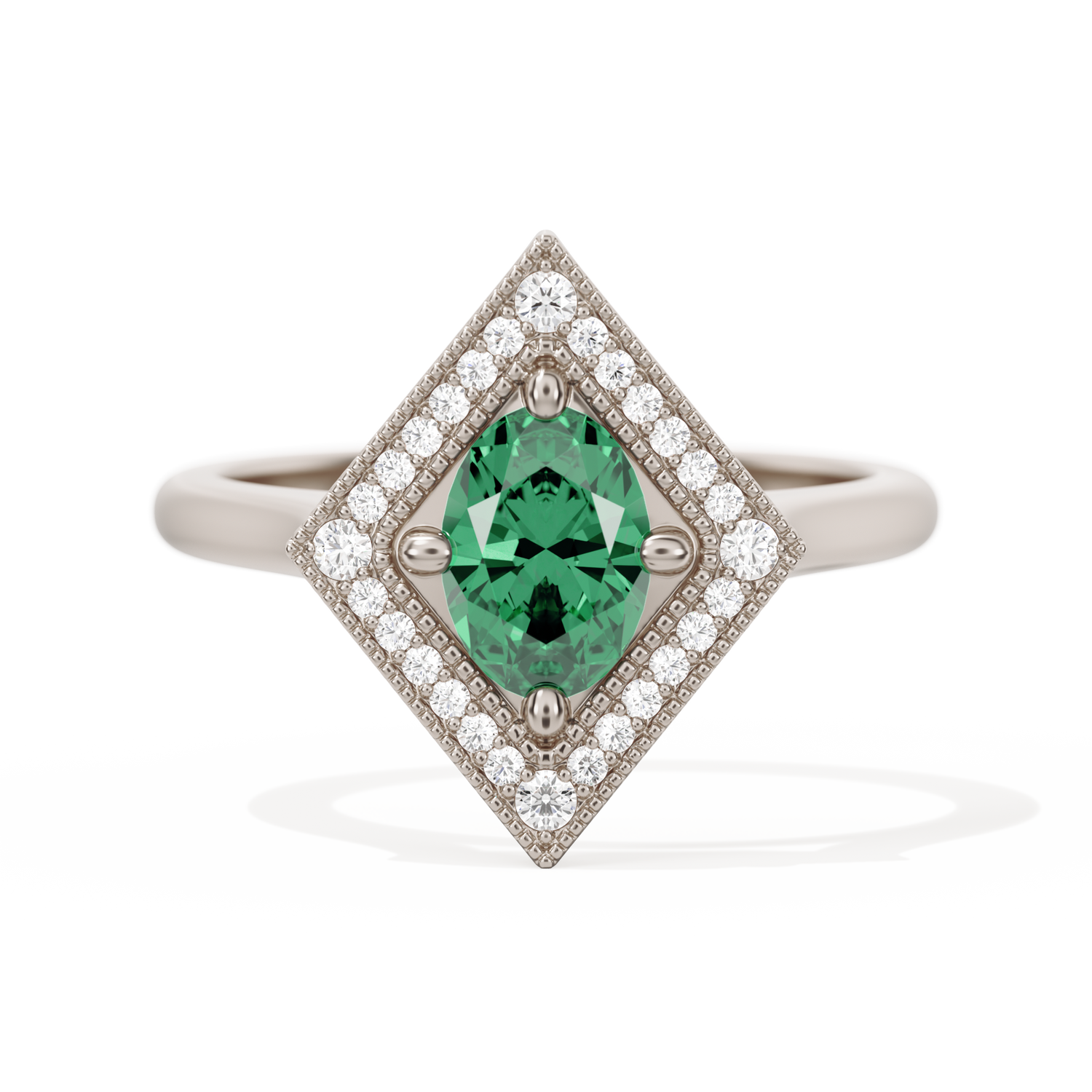 Diamond Shape Halo Oval