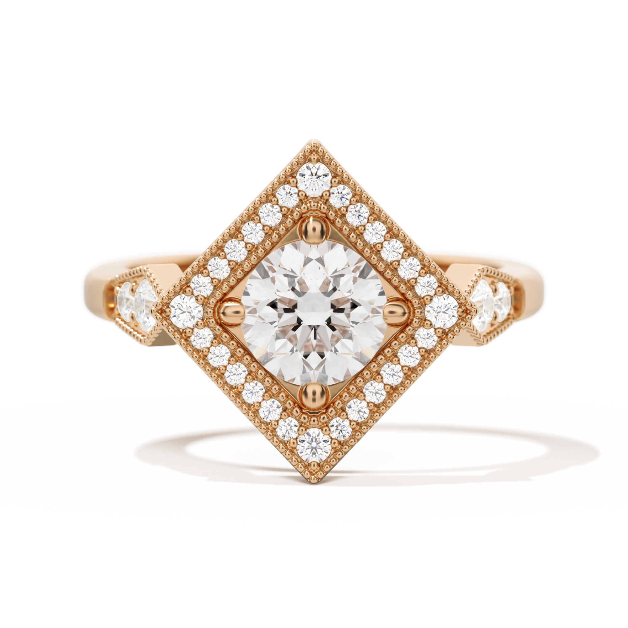 Diamond Shape Halo Round