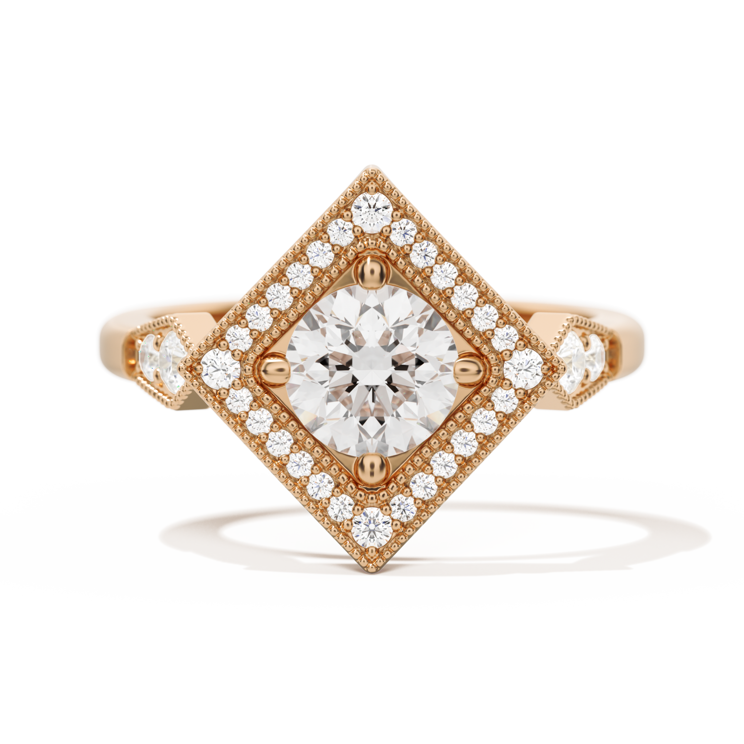 Diamond Shape Halo Round