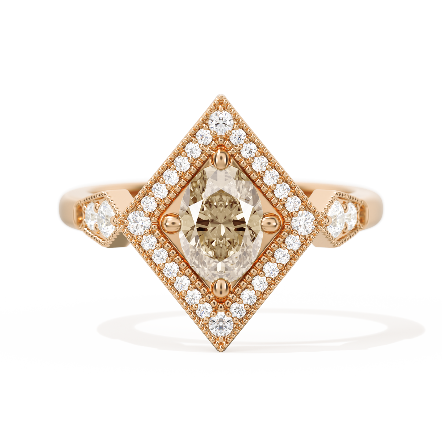 Diamond Shape Halo Oval