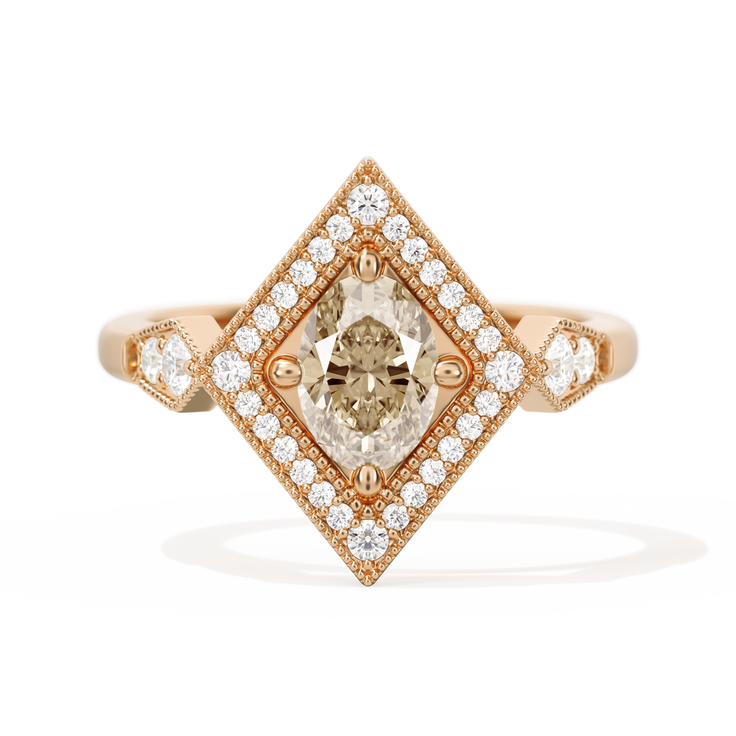 Diamond Shape Halo Oval