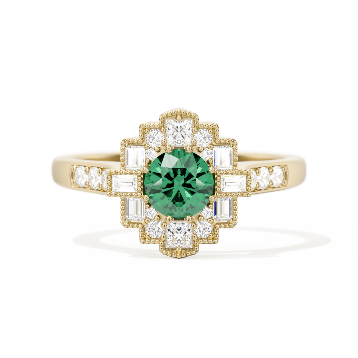 Square Deco with Round Brilliant Cut