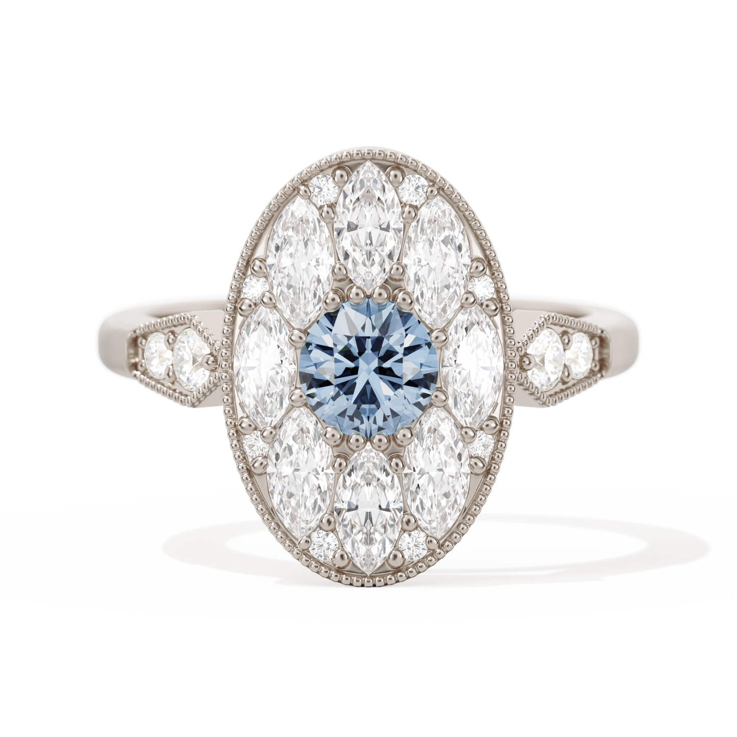 Round with Feather Marquise