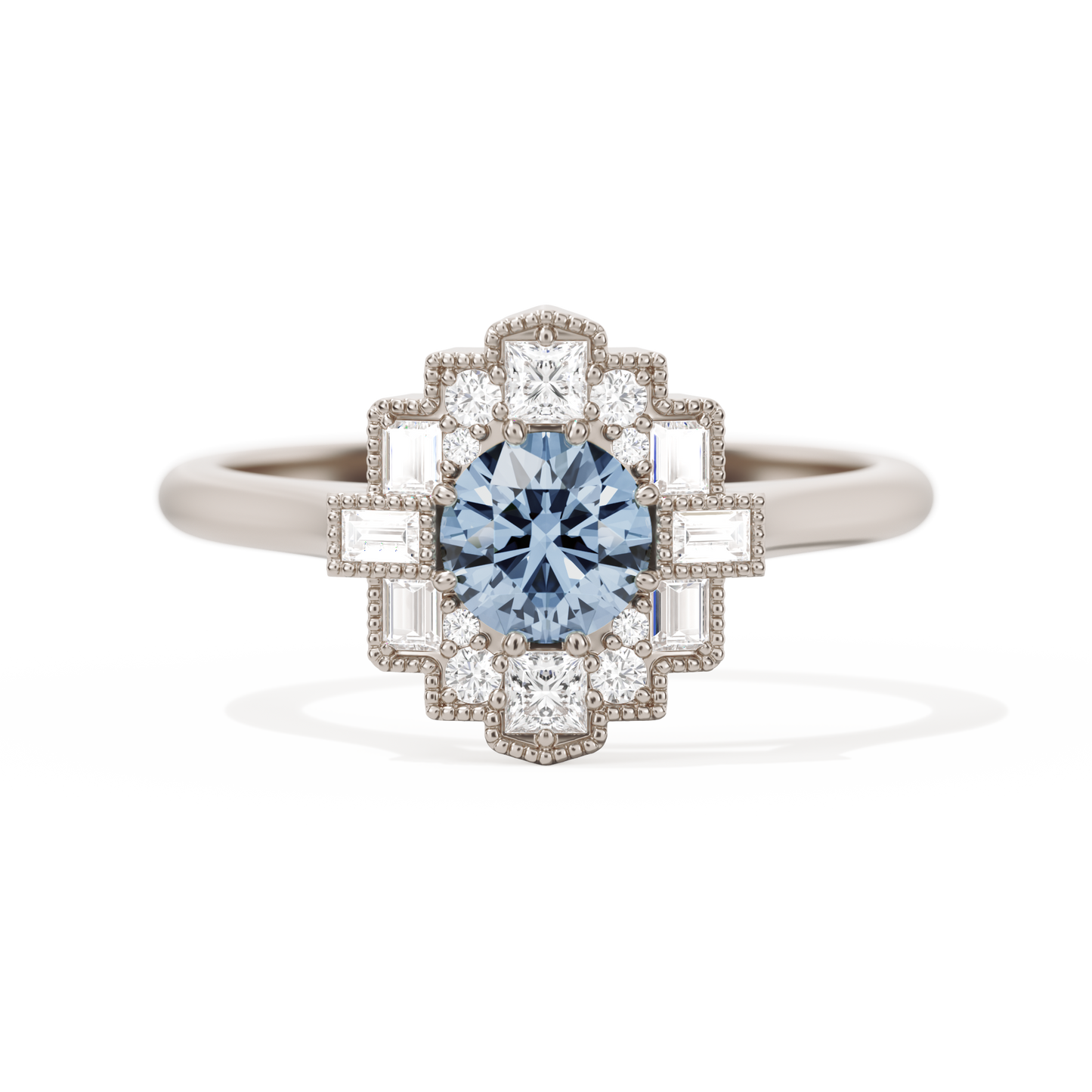 Square Deco with Round Brilliant Cut