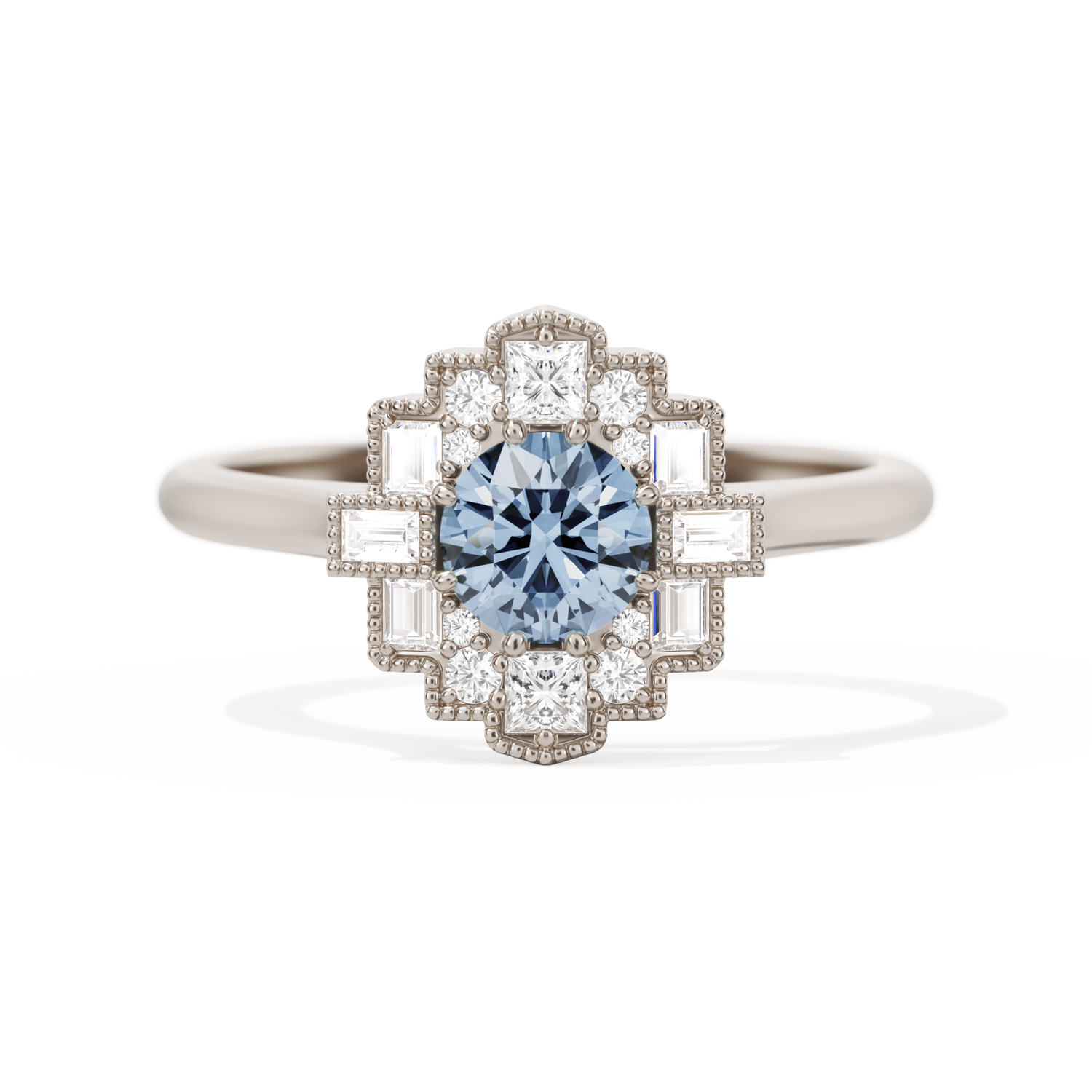 Square Deco with Round Brilliant Cut