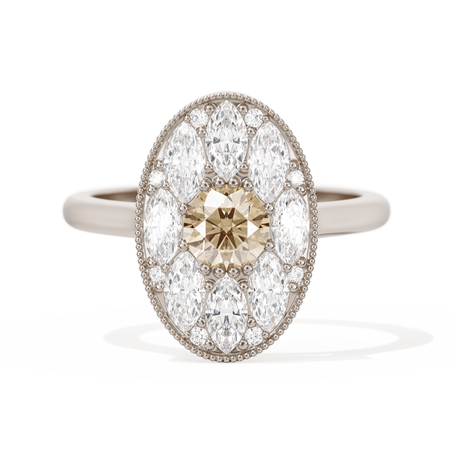 Round with Feather Marquise