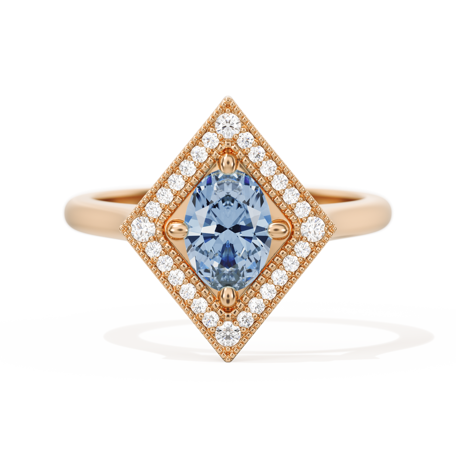 Diamond Shape Halo Oval