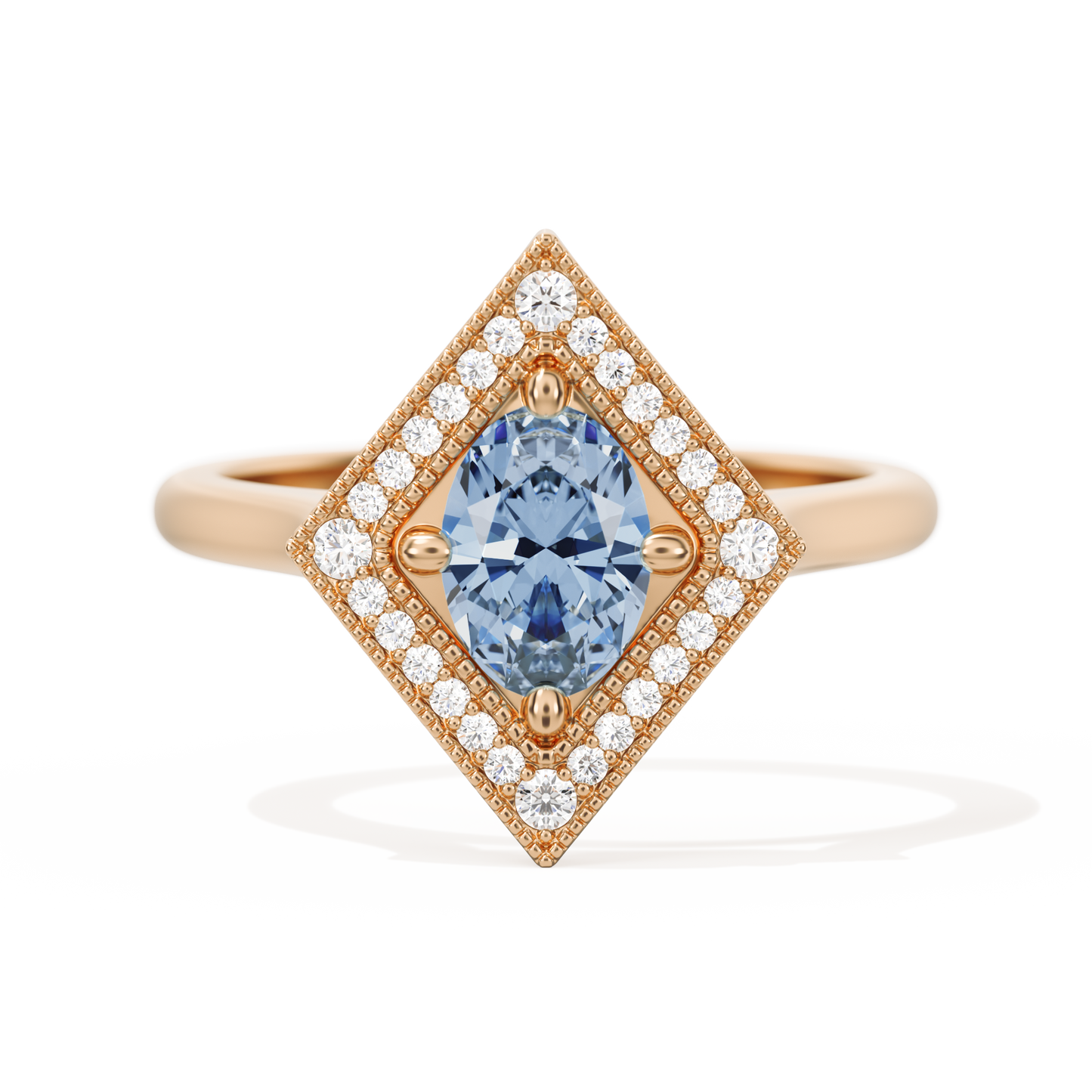 Diamond Shape Halo Oval