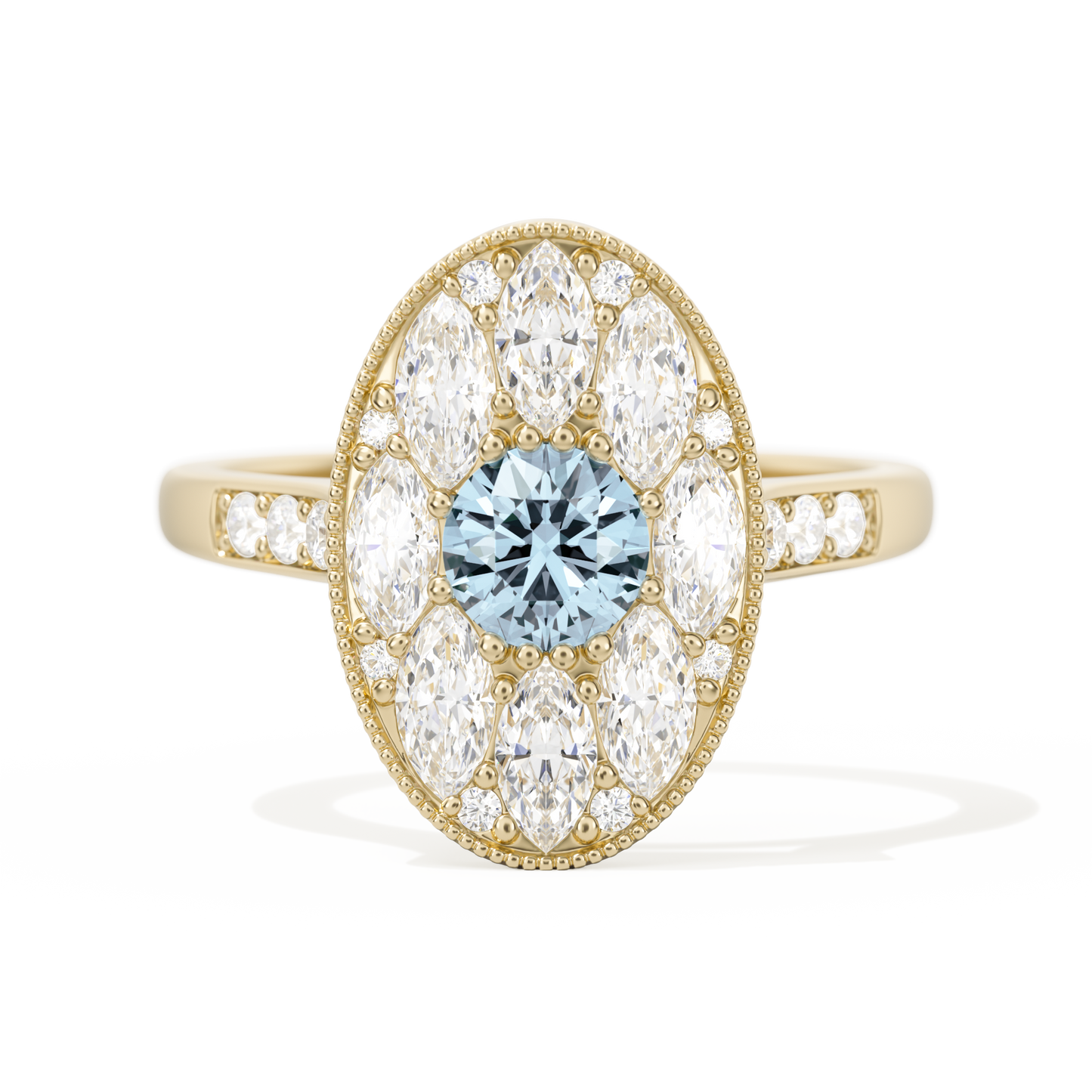 Round with Feather Marquise