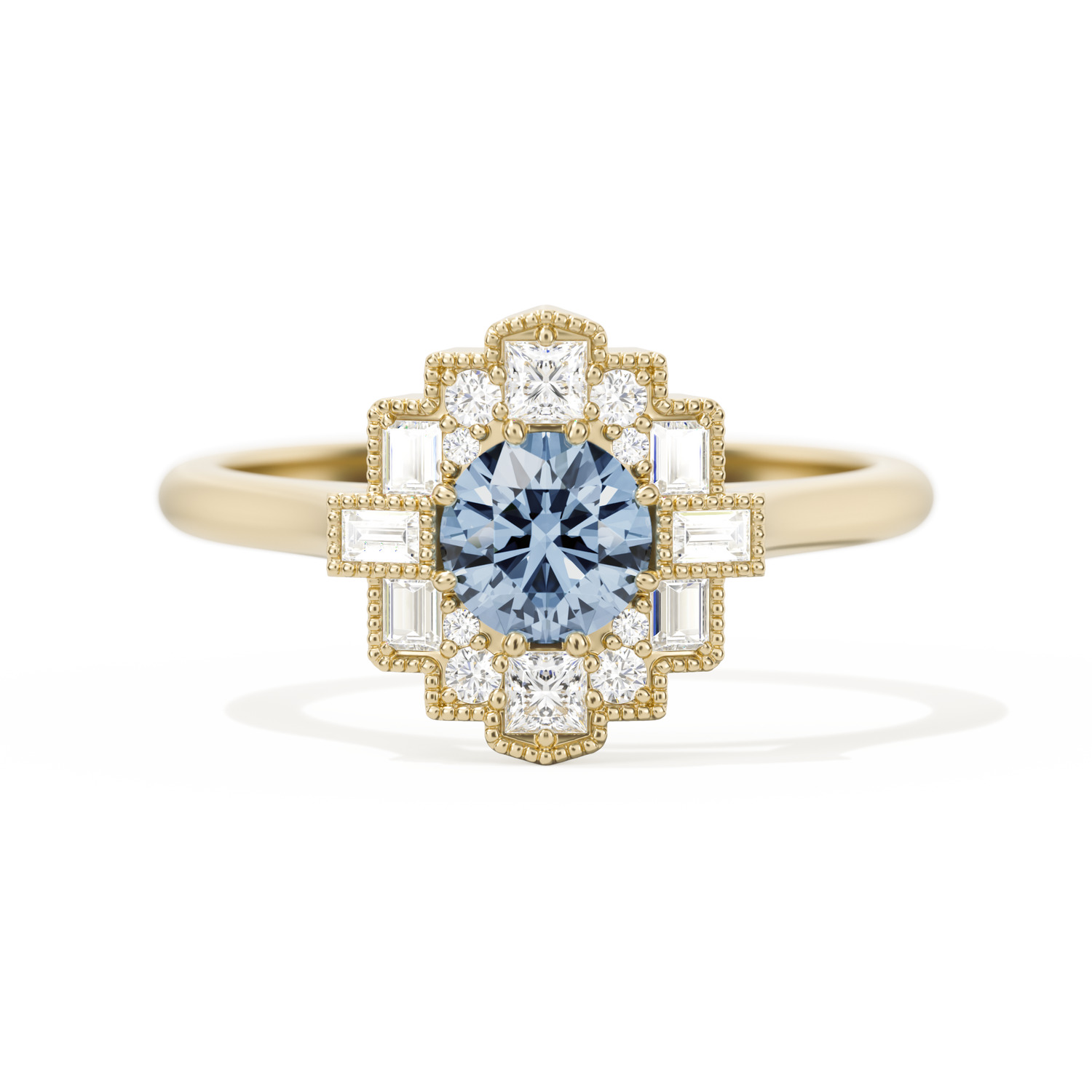 Square Deco with Round Brilliant Cut