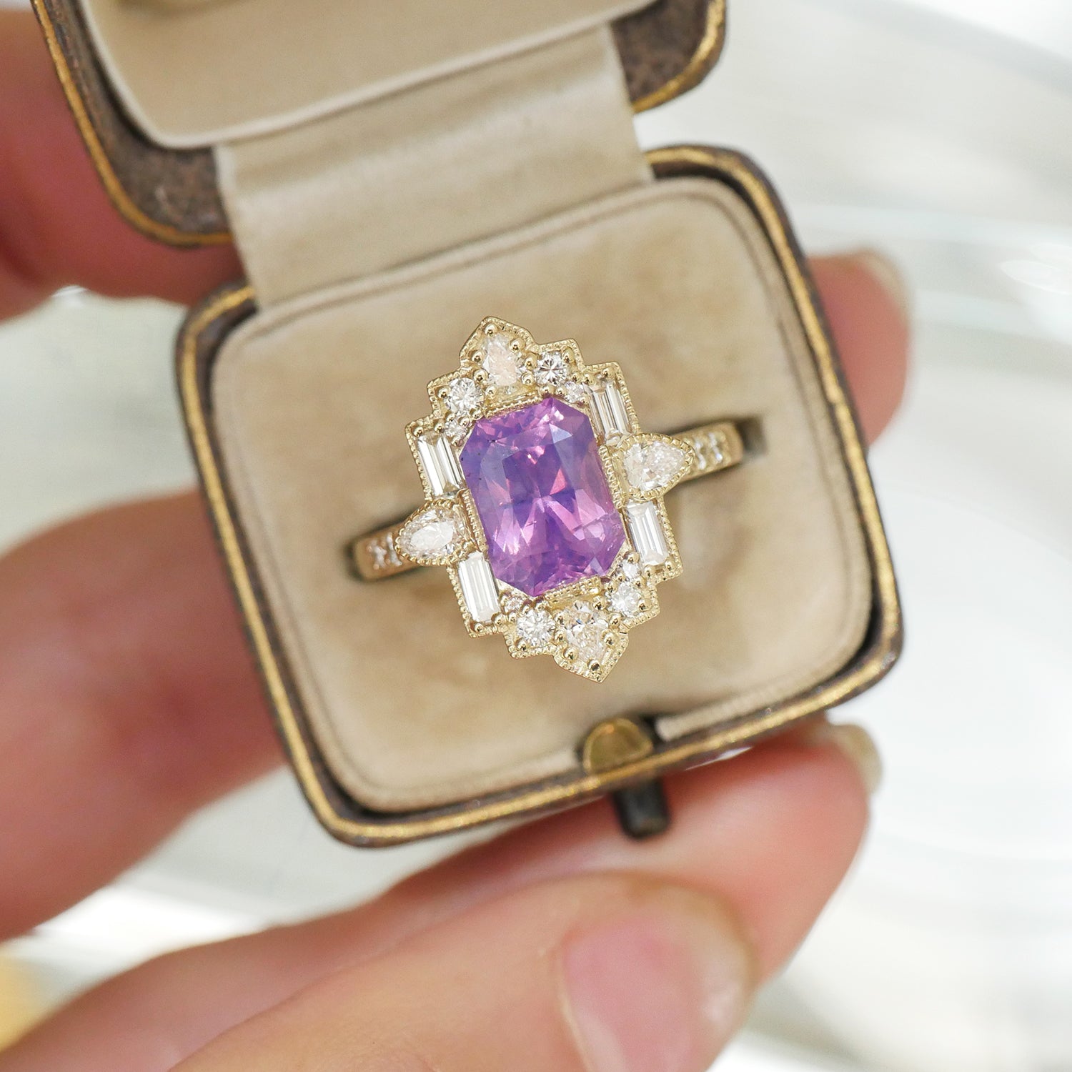 Pink Sapphire & Diamond Mosaic Ring