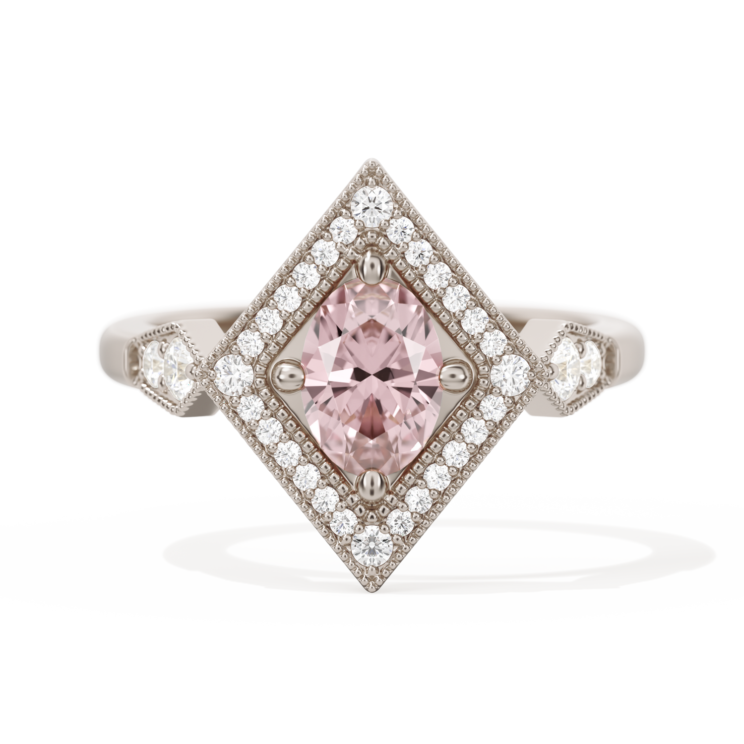 Diamond Shape Halo Oval