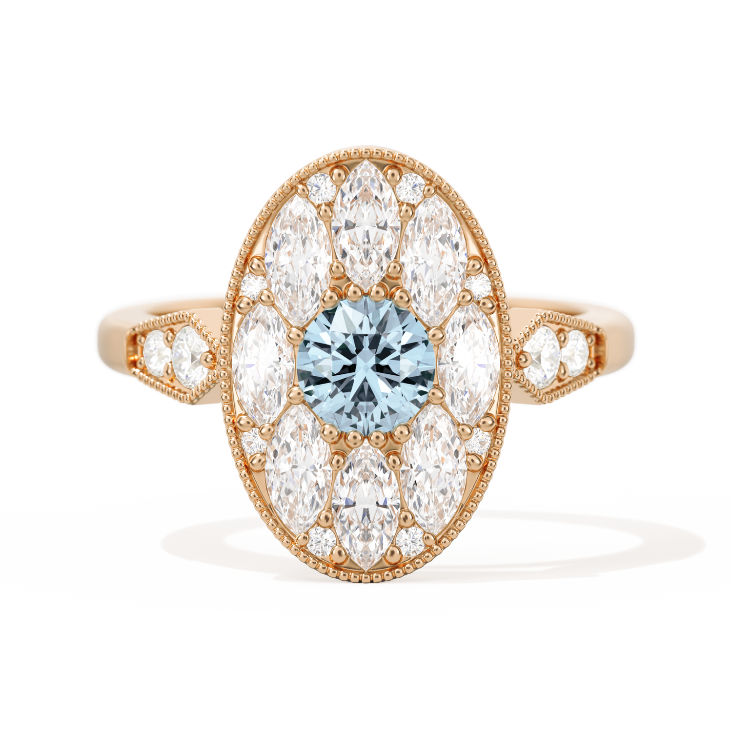 Round with Feather Marquise