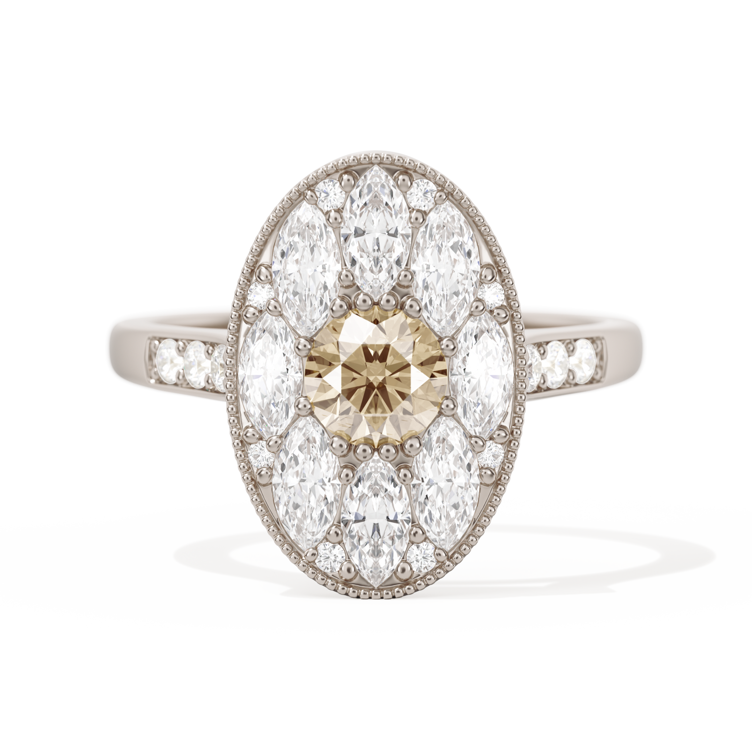 Round with Feather Marquise