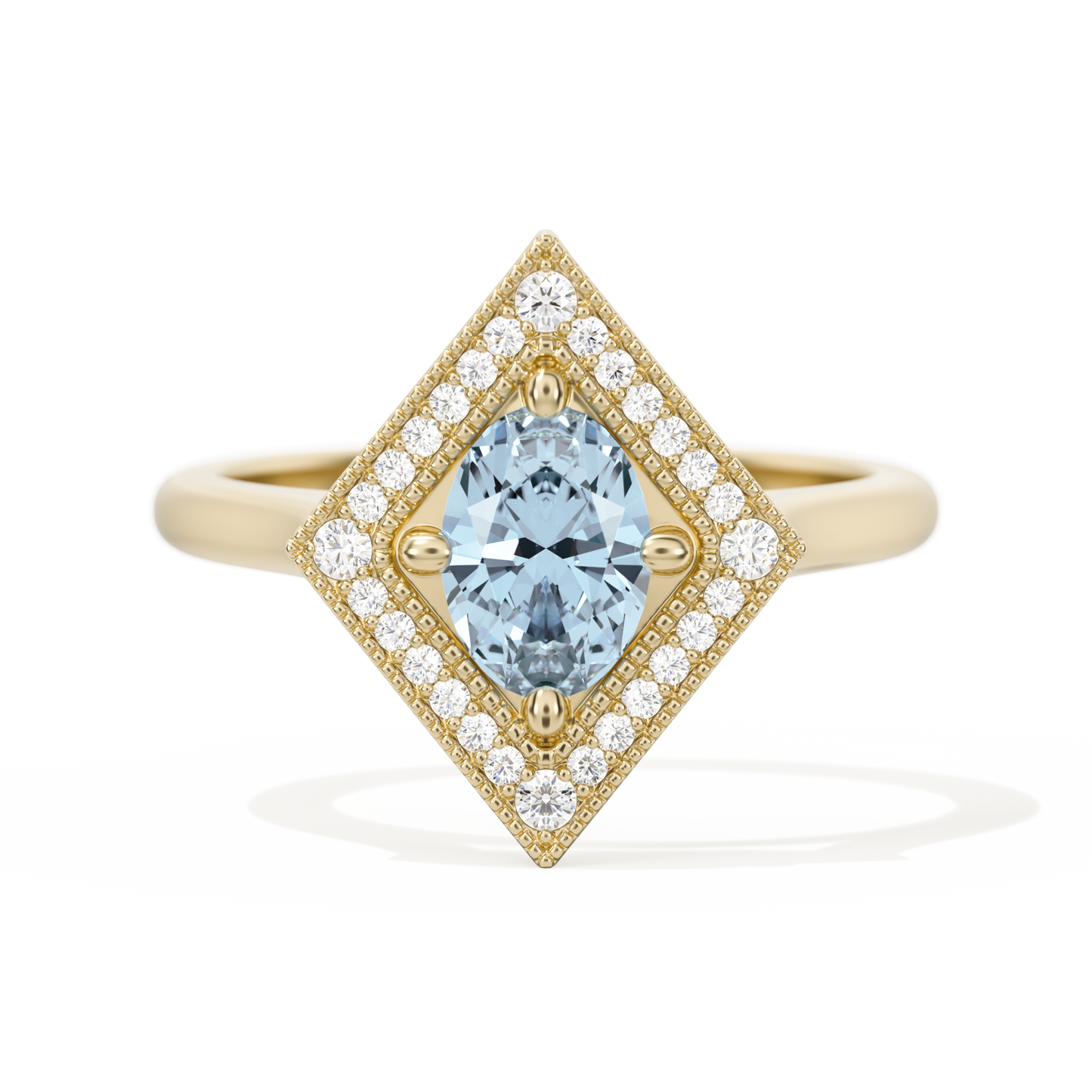 Diamond Shape Halo Oval