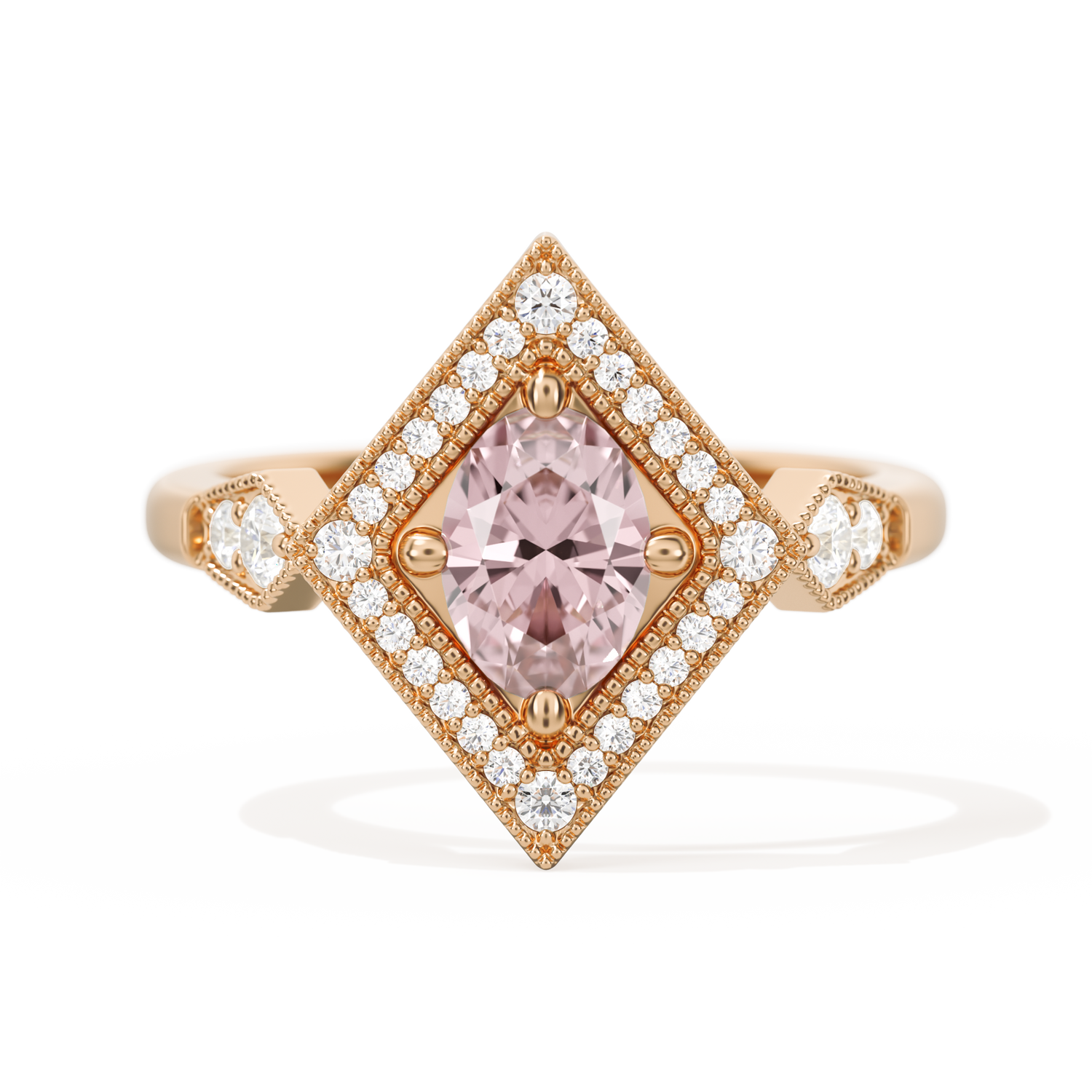 Diamond Shape Halo Oval