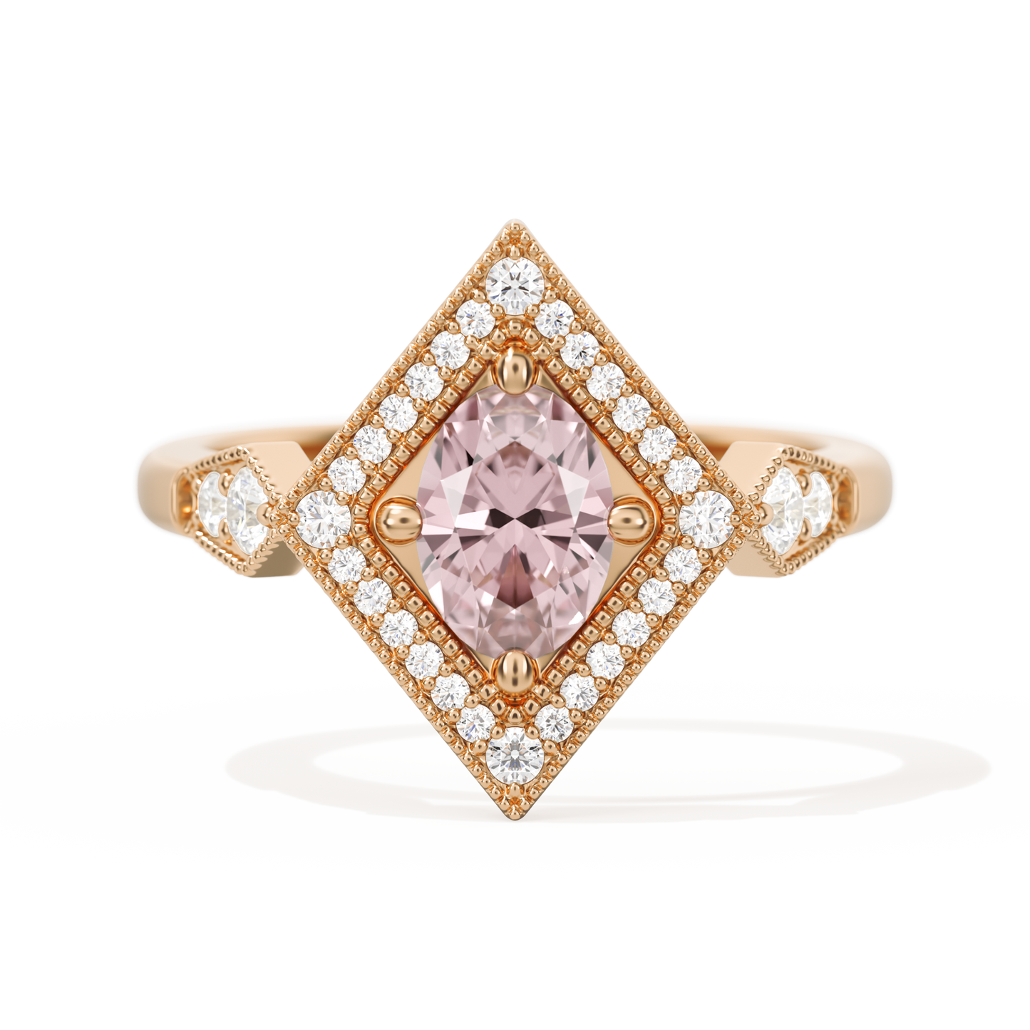 Diamond Shape Halo Oval