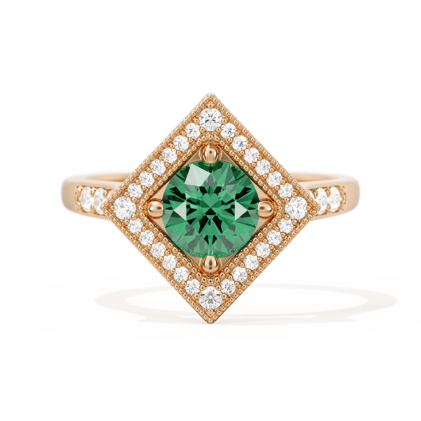 Diamond Shape Halo Round