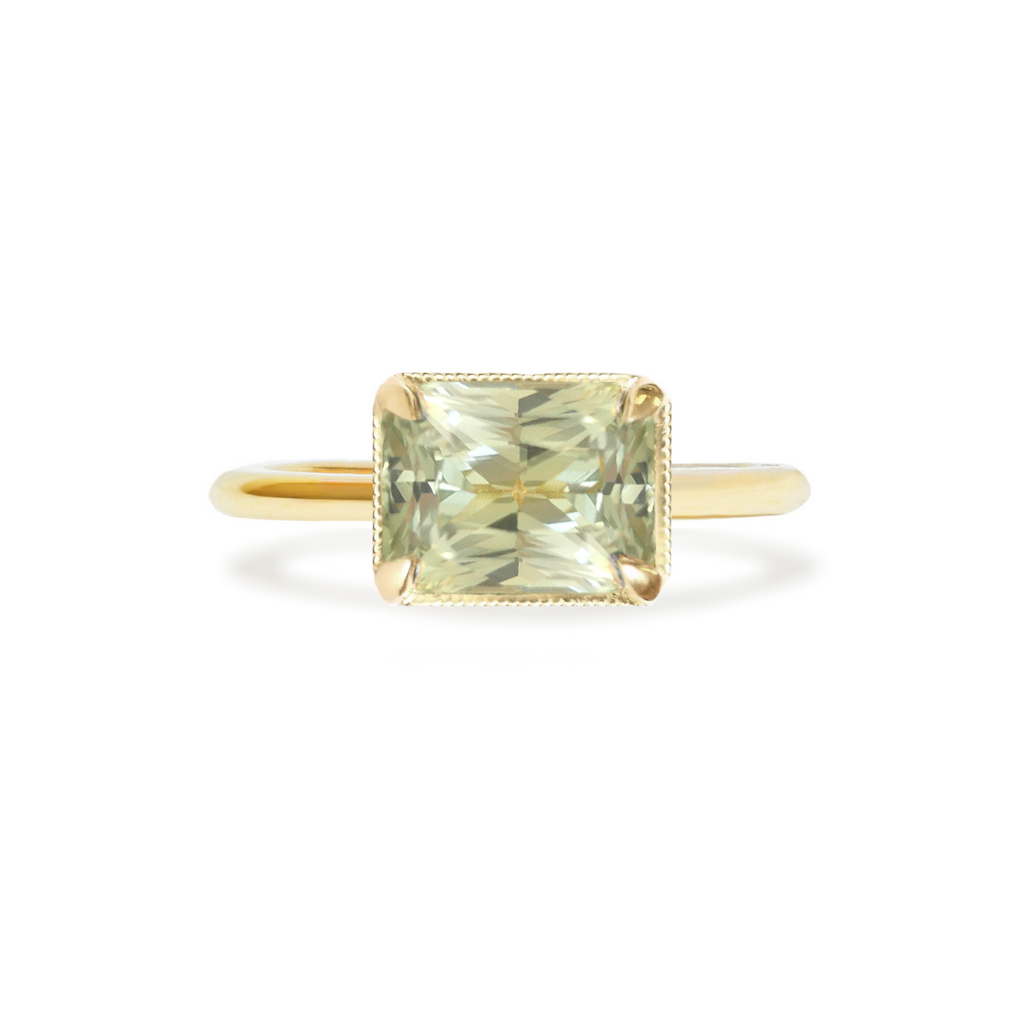 Split Shank Sage Green Radiant Sapphire Solitaire