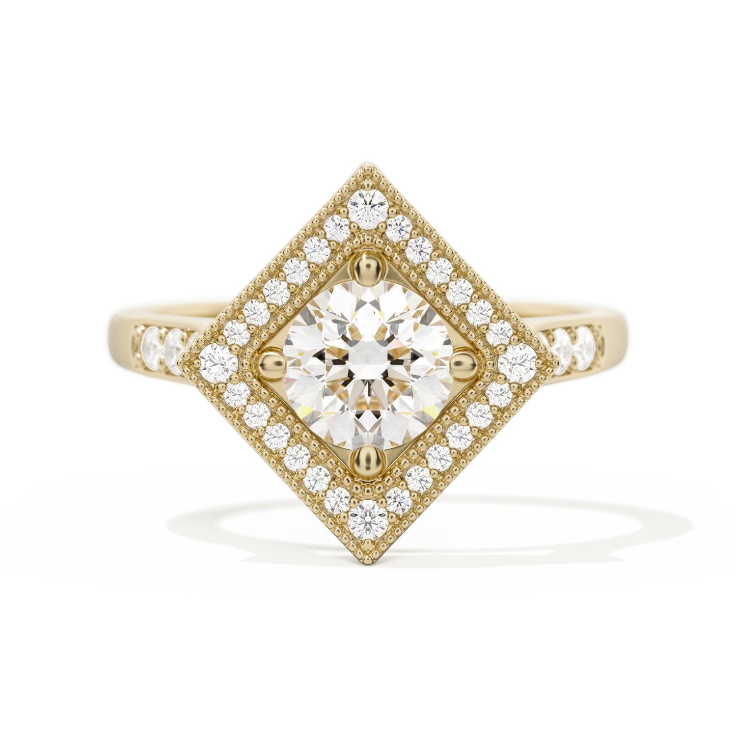 Diamond Shape Halo Round