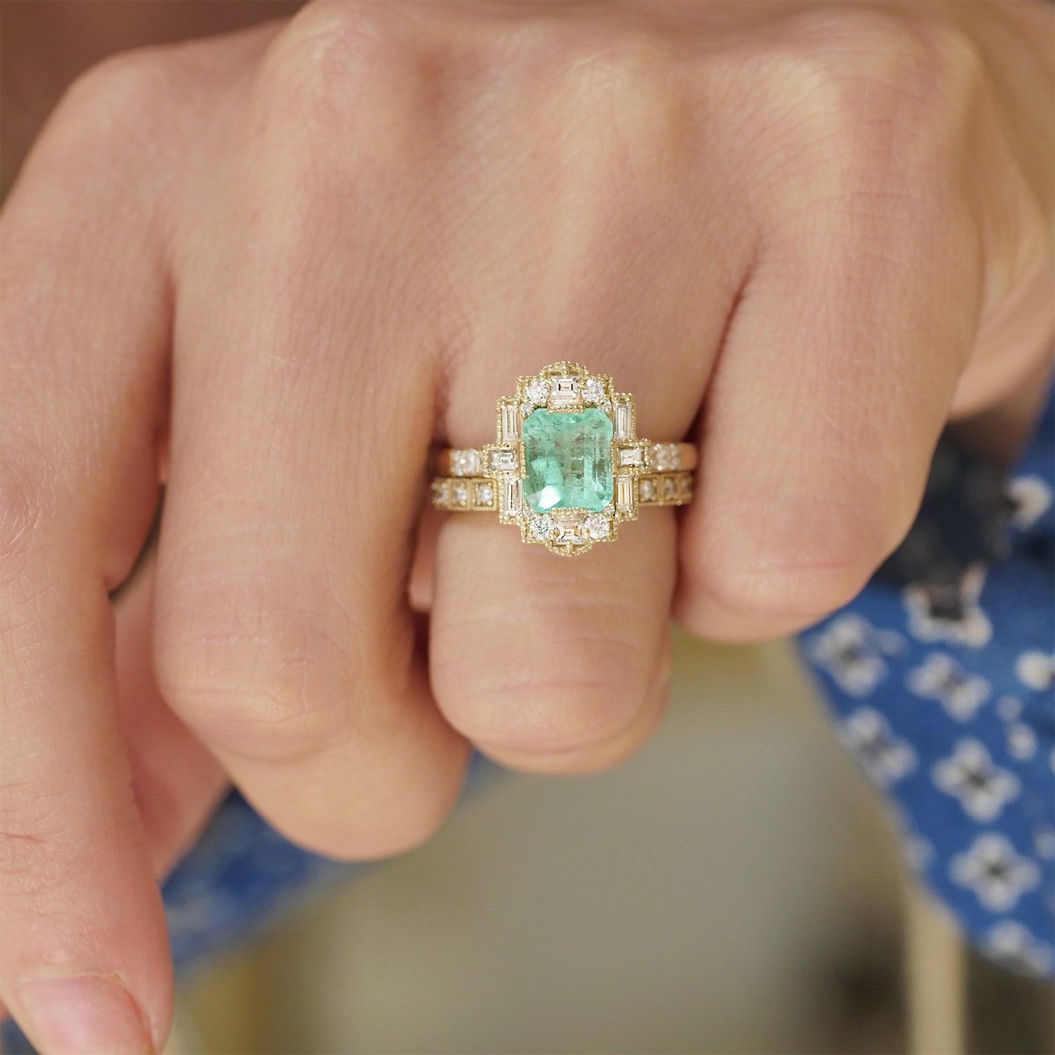 Berlinger Jewelry Sapphire Emerald Pear Diamond Toi et Moi Ring