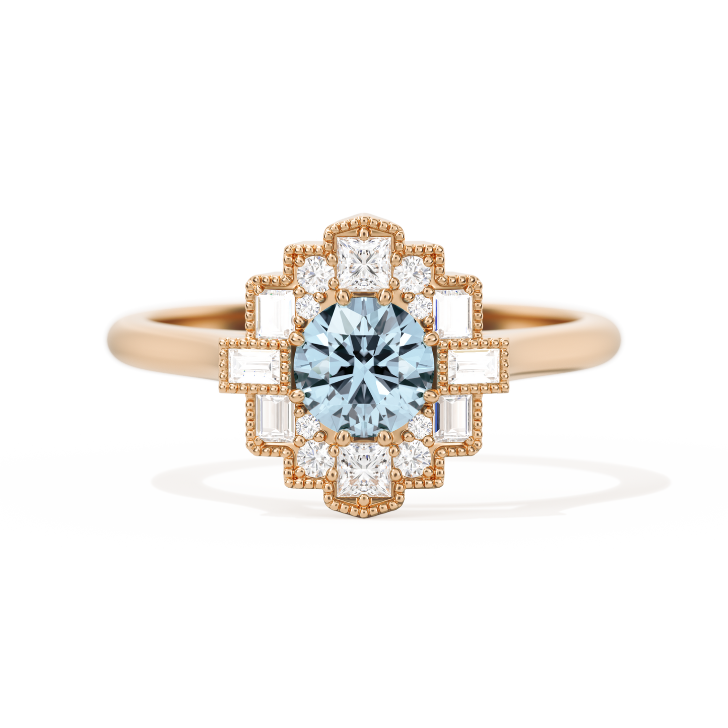 Square Deco with Round Brilliant Cut