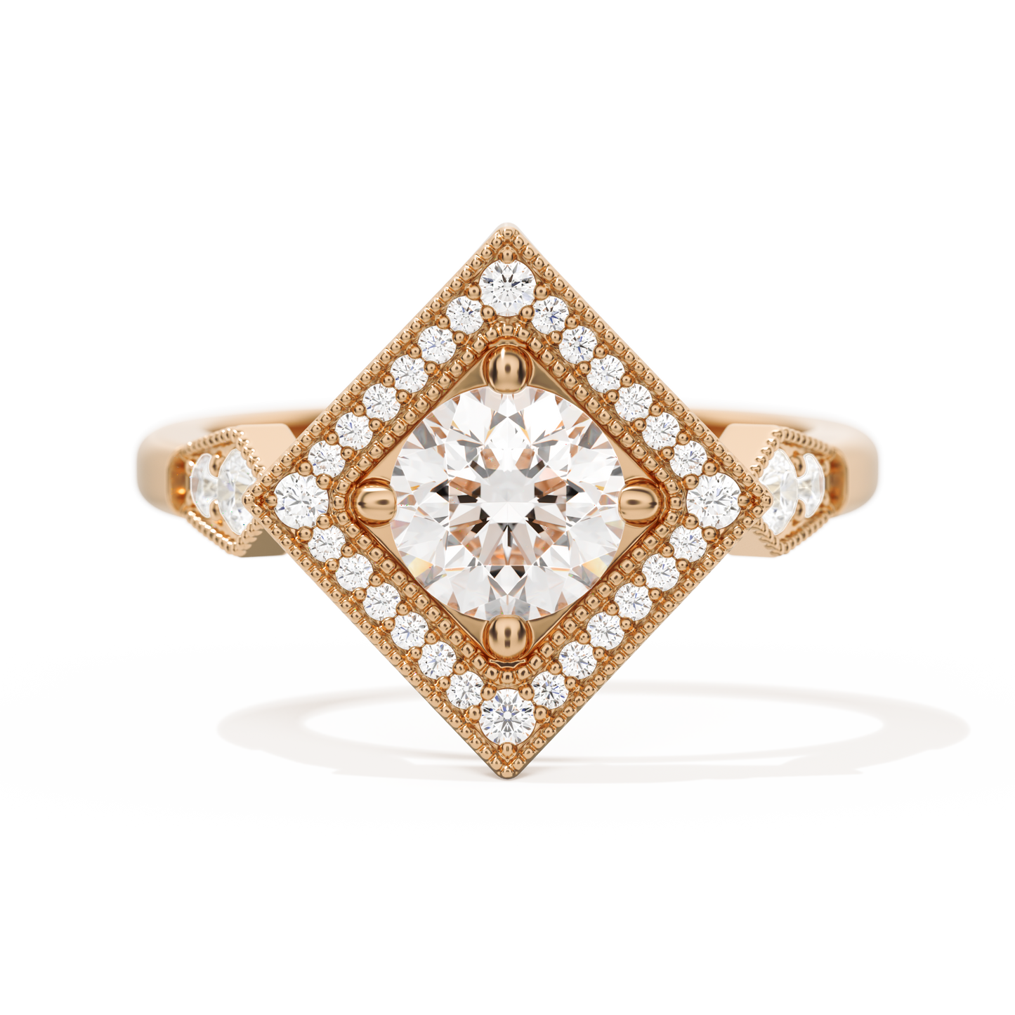 Diamond Shape Halo Round