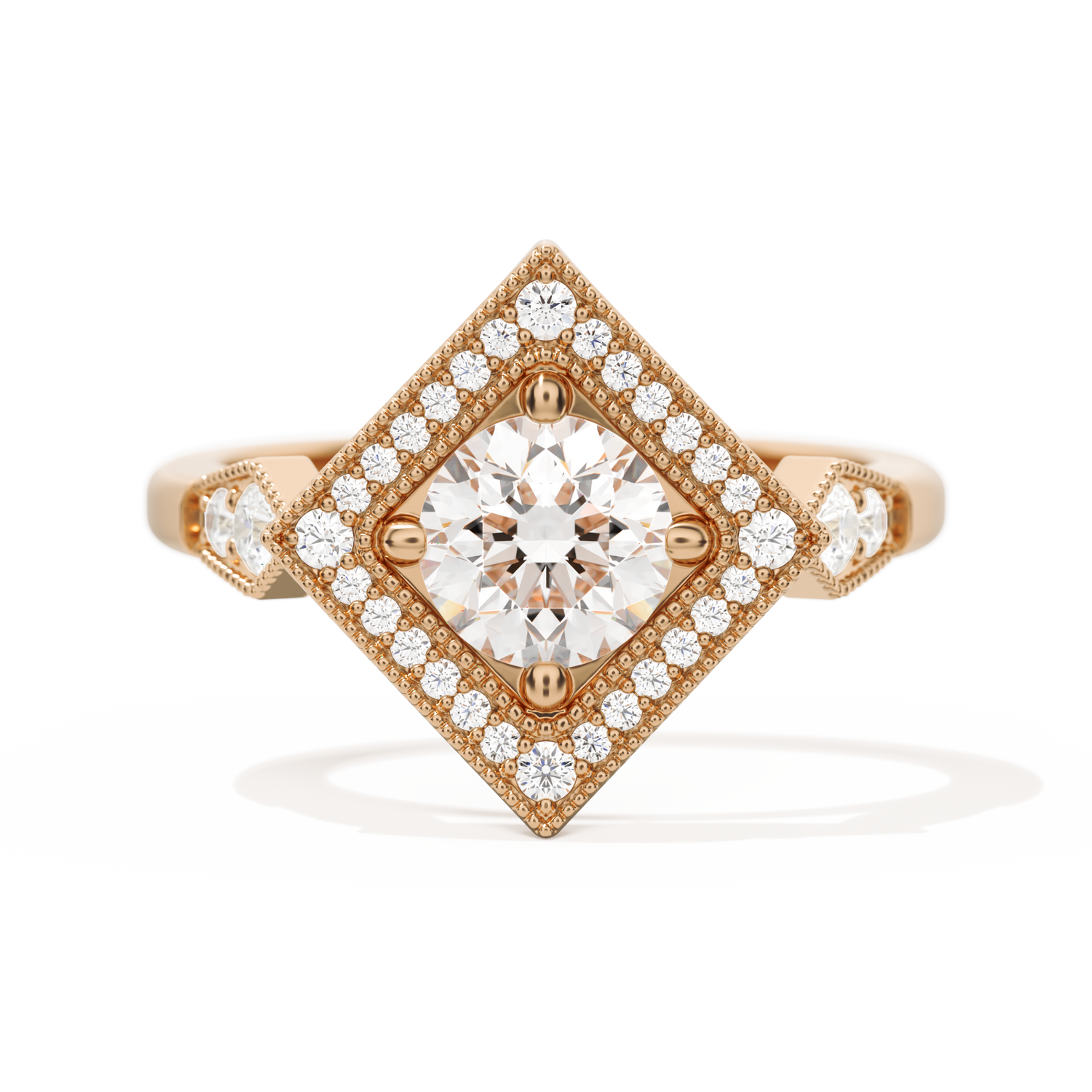 Diamond Shape Halo Round