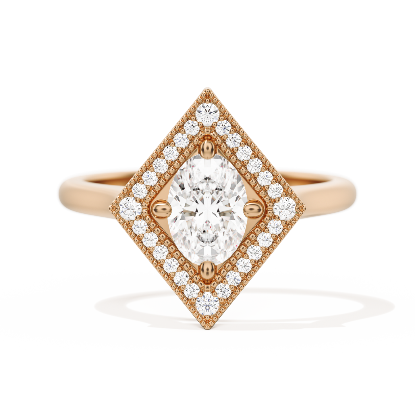 Diamond Shape Halo Oval