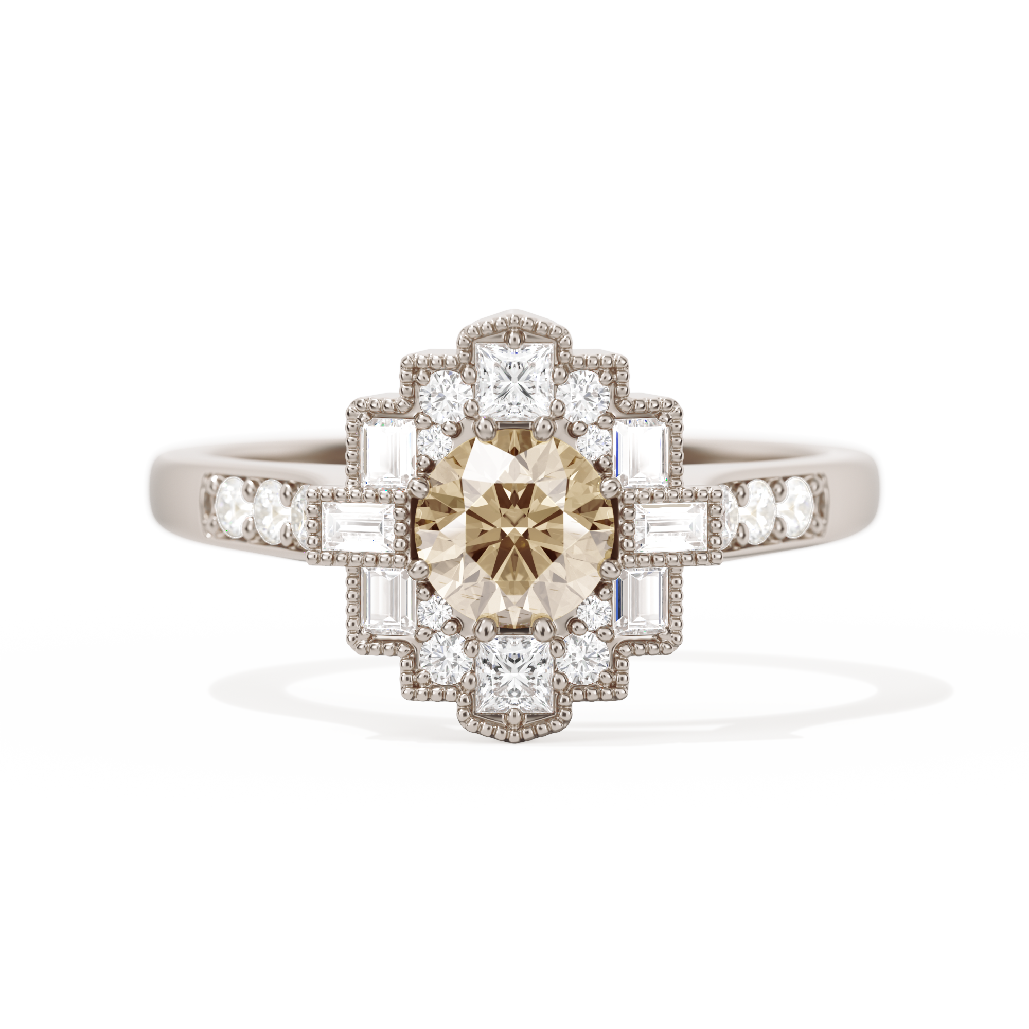 Square Deco with Round Brilliant Cut