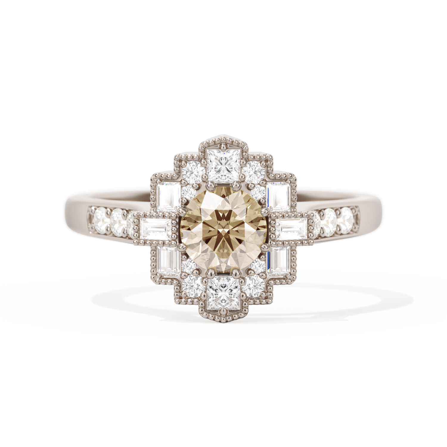 Square Deco with Round Brilliant Cut