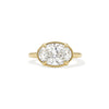 Custom East West Oval Diamond Ring w/ Milgrain Border & Hand Engraved Basket