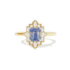 Opalescent Light Blue Sapphire Deco Emerald & Pear Diamond Mosaic Ring