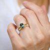 Bi-Color Green Yellow Blue Sapphire Oval Solitaire