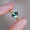 Bi-Color Green Yellow Blue Sapphire Oval Solitaire