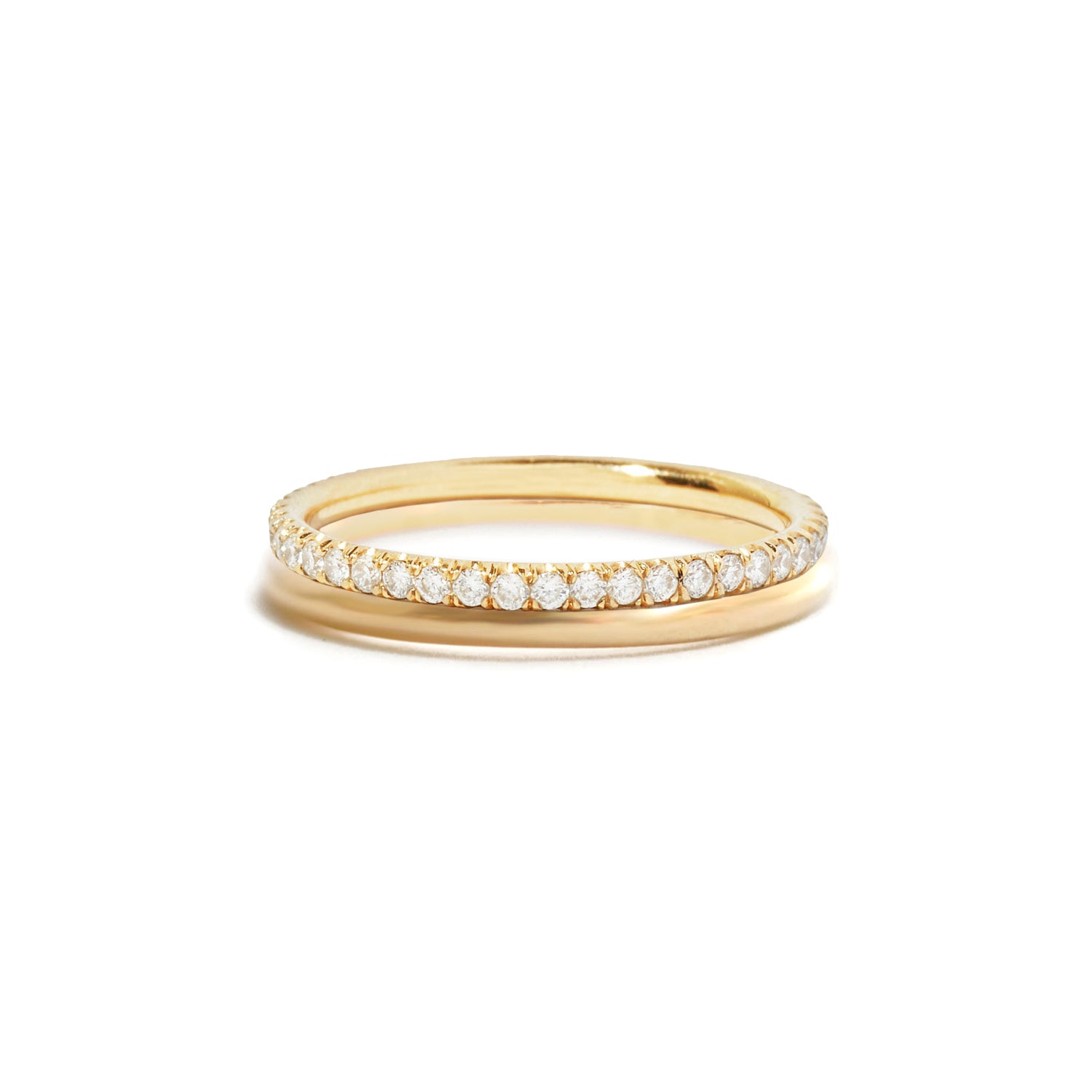 Half Round and Delicate French Pave Eternity Band