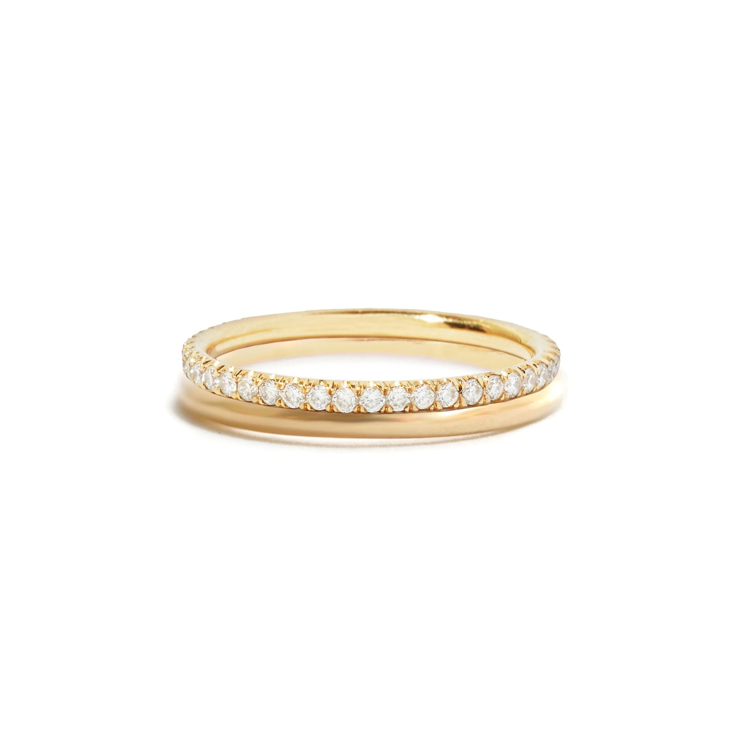 Half Round and Delicate French Pave Eternity Band
