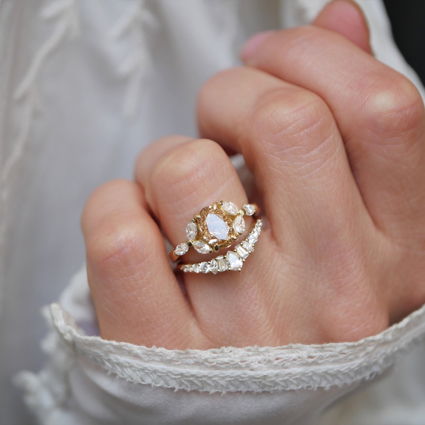 Champagne Oval & Marquise Diamond Ring