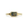 Custom Bezel Bi-Color Emerald Cut Sapphire